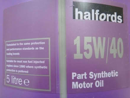 Photo of free Unopened 5 litres Halfords15W/40 ENGINE OIL. Semi synthetic (Blackhall EH4) #2