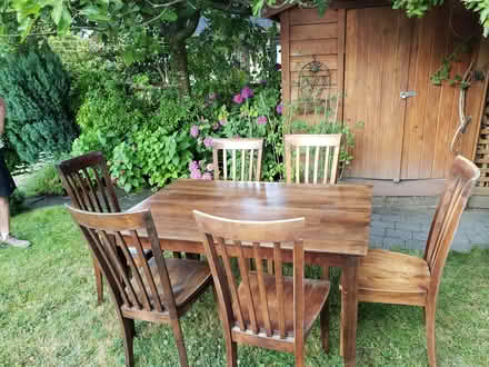 Photo of free Wood dining table and 6 wood chairs (Dunbar, Vancouver) #1