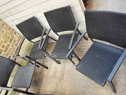 Photo of free Set of 4 steel & rattan effect garden chairs (Teddington TW11) #1