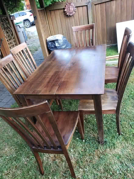 Photo of free Wood dining table and 6 wood chairs (Dunbar, Vancouver) #3
