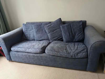 Photo of free Three seater blue sofa (Kennington OX1) #1