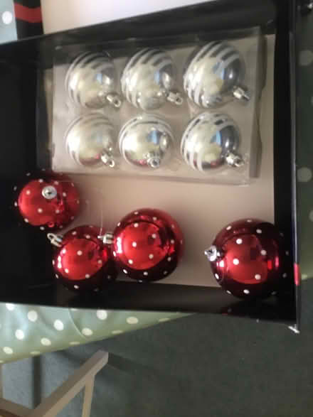 Photo of free Christmas baubles red and silver (Headington Quarry OX3) #1