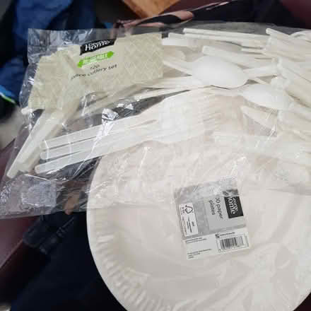 Photo of free 100 paper plates and 120 piece cutlery set (Romiley SK6) #1
