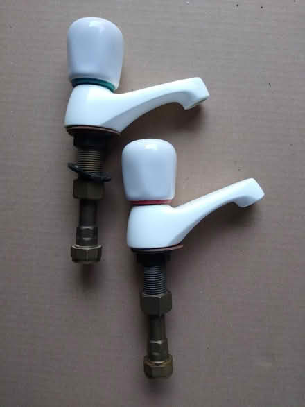 Photo of free Bathroom basin taps with white Studio Porcelain handles (Theydon Bois CM16) #1