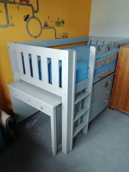 Photo of free Single mid-sleeper bed + small chest of drawers (Newall LS21) #1