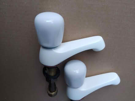 Photo of free Bathroom basin taps with white Studio Porcelain handles (Theydon Bois CM16) #2