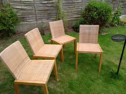 Photo of free Wicker and wood type chairs x 4 (Broomfield Chelmsford CM1) #2