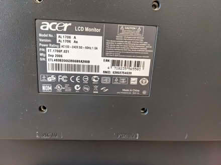 Photo of free Acer AL1706 17" Monitor (Blofield Heath NR13) #2