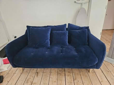 Photo of free Dark navy velvet couch (Warwick Avenue) #1
