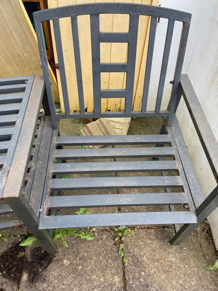 Photo of free Metal garden furniture (two chairs and table – attached) (Lower Bevendean BN2) #3