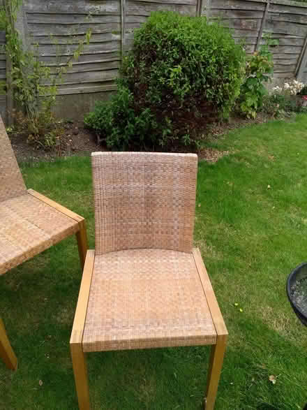 Photo of free Wicker and wood type chairs x 4 (Broomfield Chelmsford CM1) #1