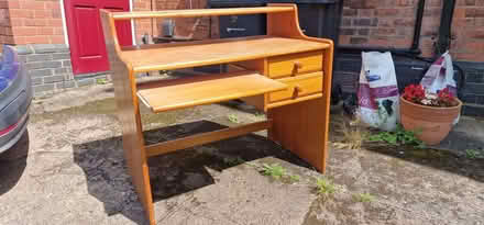Photo of free Desk 2 draws, wooden, with computer shelf (Sutton Coldfield B73) #1