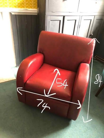 Photo of free Two red faux leather arm chairs (Sharrow Vale S11) #3