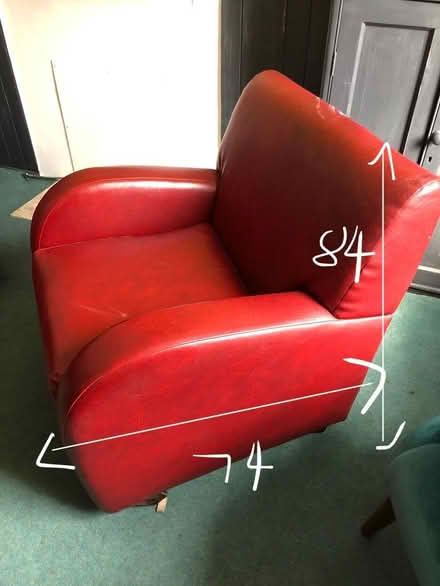 Photo of free Two red faux leather arm chairs (Sharrow Vale S11) #2