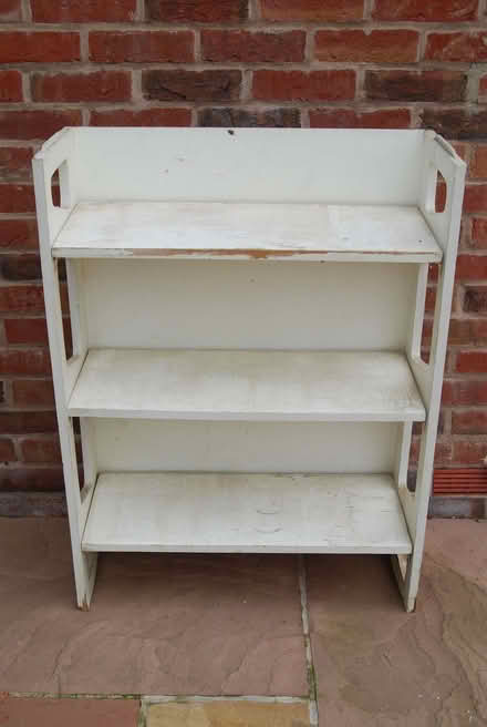 Photo of free 2 x Folding / portable wooden shelf unit (The Moravian Settlement DE72) #1