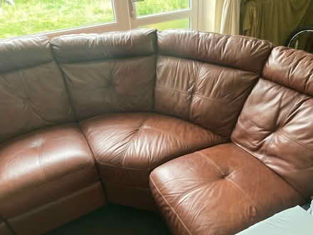 Photo of free Leather corner couch with recliner at each end. (Bugbrooke) #1