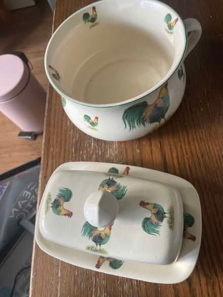 Photo of free Chicken printed butter dish and matching bowl (Gyle EH12) #1