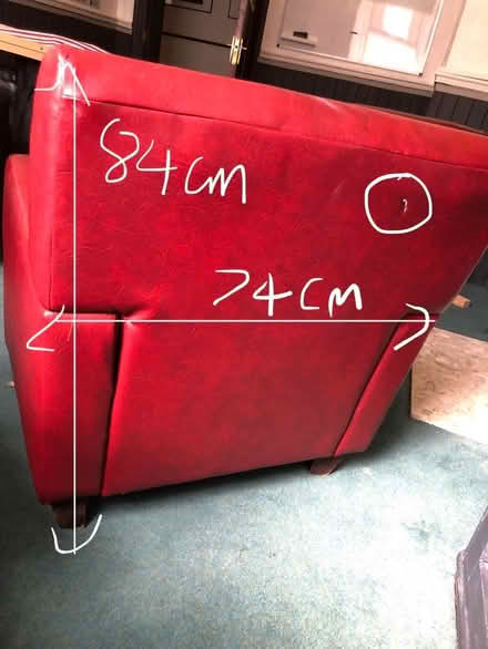 Photo of free Two red faux leather arm chairs (Sharrow Vale S11) #4