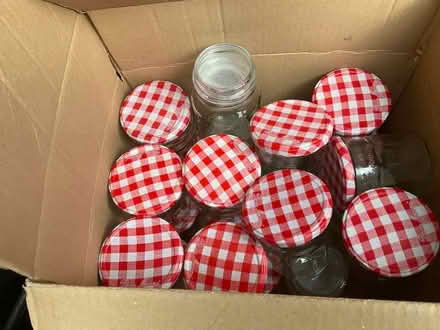 Photo of free 16 jam jars ready for jam making and 7 storage jars (Bishop's Castle SY9) #1