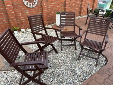 Photo of free Four wooden garden chairs (Carrick Knowe EH12) #2