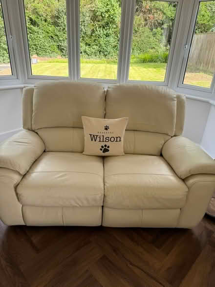 Photo of free Sofology Cream Leather 2 Seater Recliner Sofa (ME9) #3