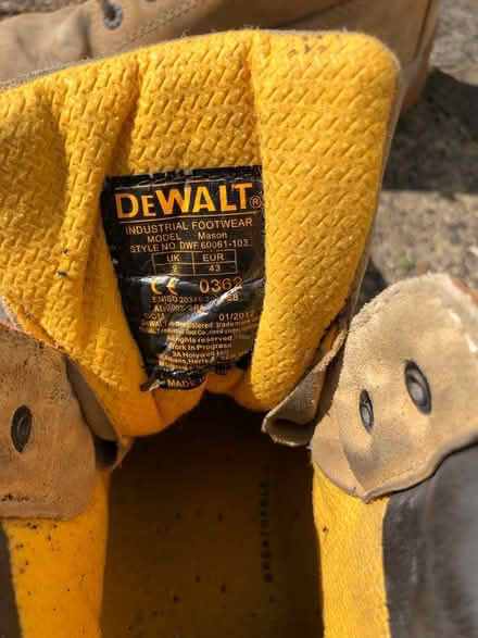 Photo of free Dewalt work boots size 9 (By Oakleigh Prk BR Station EN4) #2