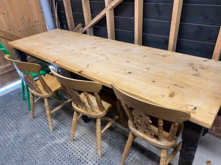 Photo of free Large pine table and 4 chairs (Kingwood Common RG9) #1