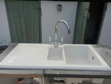 Photo of free White ceramic 1 1/2 bowl sink & tap (Bromley BR2) #1