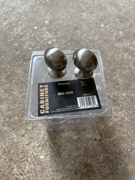 Photo of free 2 Oval Satin Nickel Knobs (Ness CH64) #2