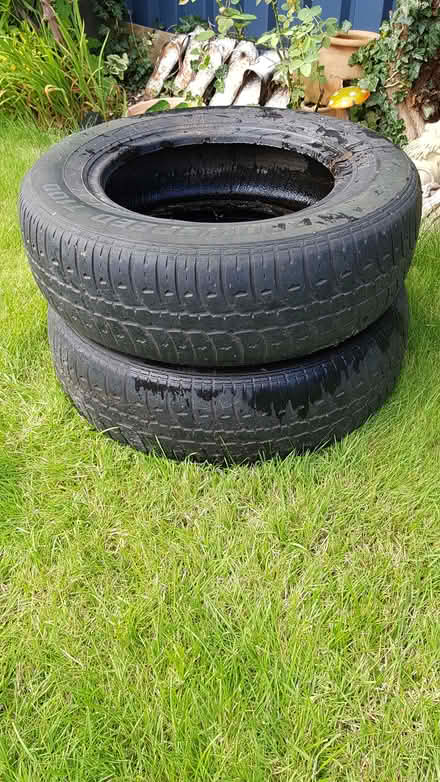 Photo of free 2 car tyres for garden etc (Staines-Upon-Thames, TW18) #1
