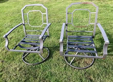 Photo of free 2 garden chairs and 3 seat cushions (Lochart Mill ML11) #2