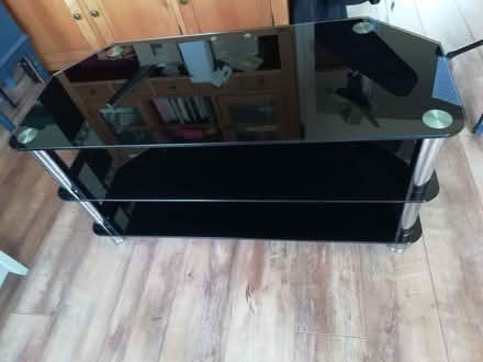 Photo of free Black glass TV stand (Newall LS21) #2
