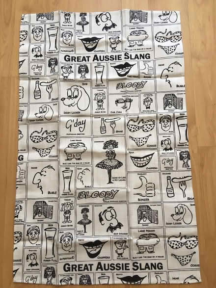 Photo of free Australian slang tea towel (Millwall E14) #1