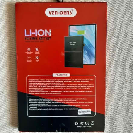 Photo of free Polymer Li-Ion battery (Droitwich, Worcester Road.) #2