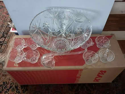 Photo of free Punch Bowl, 8 cups, and 1 ladle (73 Main Blvd, Ewing Twp.) #1