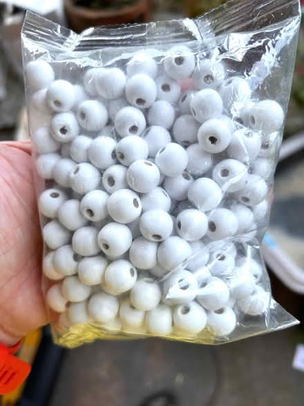 Photo of free 200 wooden beads, painted white. (Handsworth S13) #1