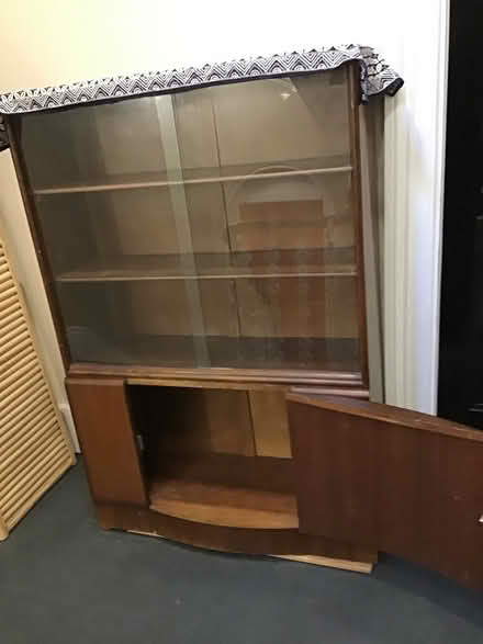 Photo of free Wood cabinet with sliding glass (N19 Archway) #2