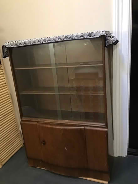Photo of free Wood cabinet with sliding glass (N19 Archway) #1