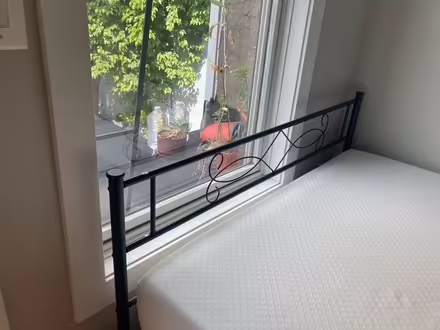 Photo of free black bed frame and mattress (Gowanus) #3