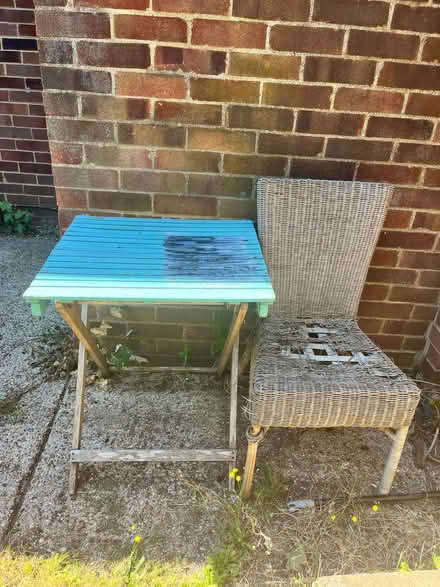Photo of free Garden table and rattan chair (Coleridge Ward CB1) #1