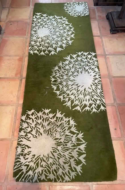 Photo of free dark green design wool rug runner (West Hills) #1