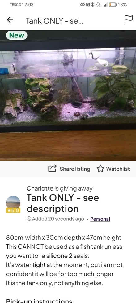 Photo of free Tank (CM8 Silver End) #1