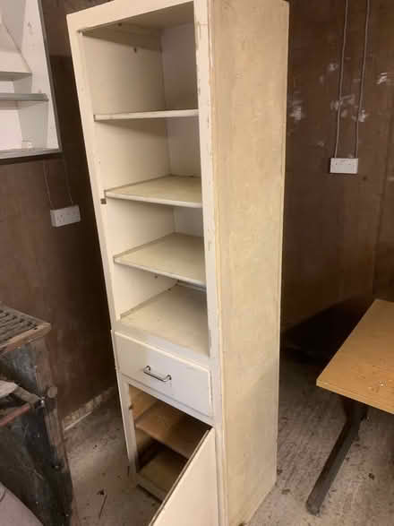 Photo of free Tall shelving unit with cupboard (Liss) #1