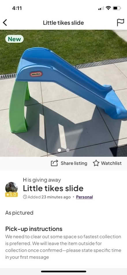 Photo of free Little Tikes slide (Kenton HA3) #1