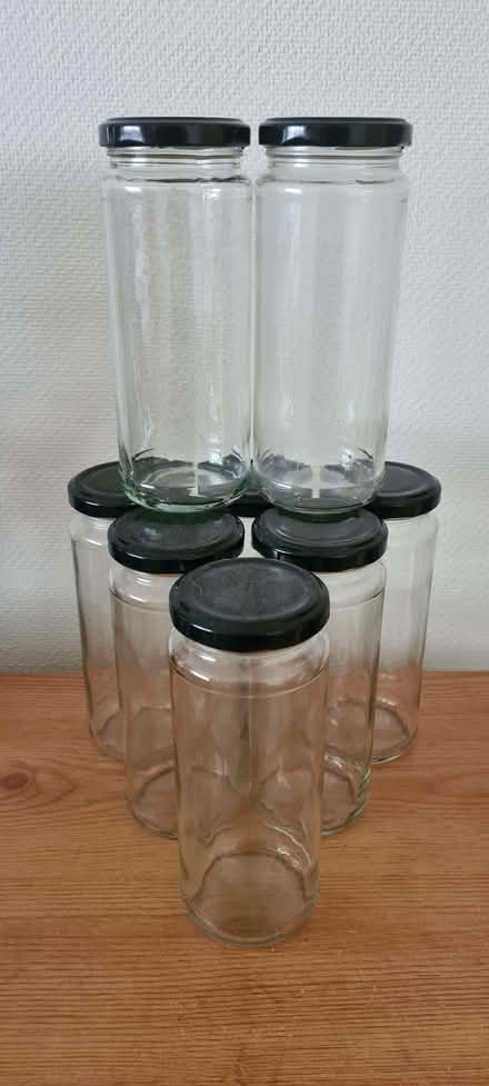 Photo of free Tall glass jars with lids (350ml) x8 (Vale LA1) #1