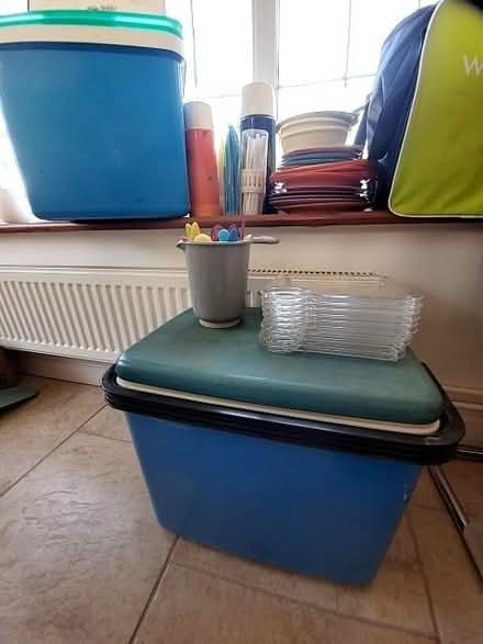 Photo of free Picnicware. 2 cool boxes. Cool Plastic plates, cutlery, etc. (Aston Clinton HP22) #2