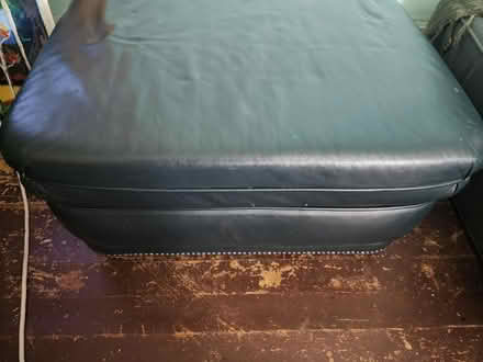 Photo of free Teal leather storage ottoman (Uptown Kingston) #1
