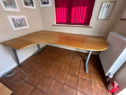 Photo of free Ikea oak desk with metal frame (Horsham North RH12) #1