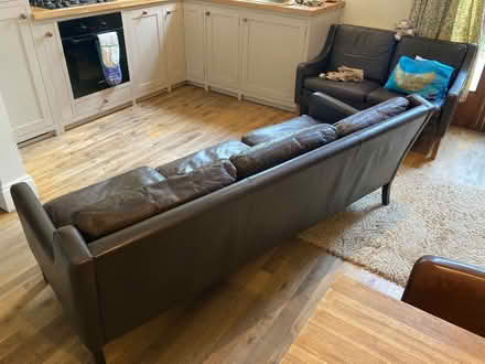 Photo of free Mid century brown leather sofa (Oxford OX2) #4