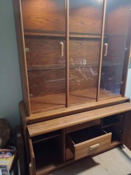 Photo of free china cabinet hutch w glass shelves (maple leaf / lake city) #2